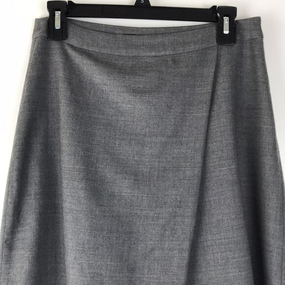 Eileen Fisher Wool Wide Leg Wrap Pant Mid Rise Crop Charcoal Gray PP FLAW - Picture 3 of 15